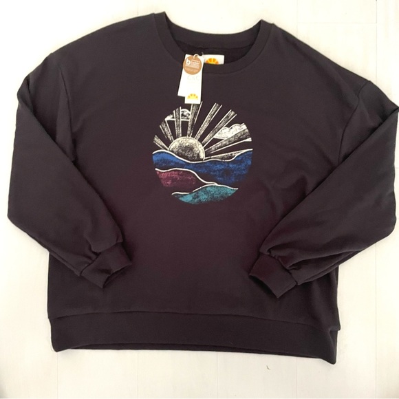 C&C CALIFORNIA Sweatshirt Sunrise Black Sand Gray Cotton Crew, Women’s XL - Picture 2 of 16
